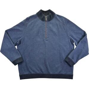 Tommy Bahamas Men's Flip Shore Half-Zip Reversible Pullover Sweatshirt Navy L